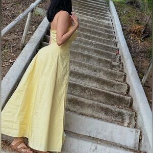 Elegant Yellow Strapless Dress
